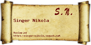 Singer Nikola névjegykártya